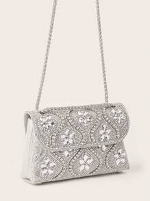 闪亮、闪耀、迷人、优雅、精致、安静奢华的晚宴包，适合派对、婚礼、舞会、晚宴/宴会，搭配婚纱、礼服、舞会礼服、生日礼服 - 銀色 - 查看 4