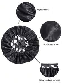 1pc Women's Wide Brim Adjustable Printed Sleep Hat/Bonnet, Suitable For Curly And Straight Hair Valentines