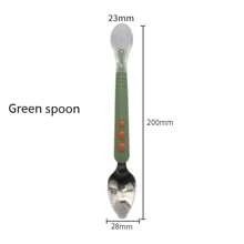 1pc 可定制双头喂食勺 婴儿勺 硅胶+不锈钢+PP材质 可爱暖心双头喂食勺 - 彩色 - 查看 4