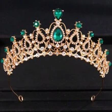 Coroa Princesa Diadema de Cor Dourada com Strass para Noiva, Tiaras e Coroas para Mulheres, Acessórios de Cabelo para Casamento, Festa, Joias, Presentes de Diadema - cor - Visão 6