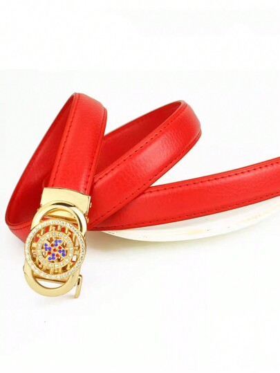 1 cinto feminino moderno com fivela automática, versátil, estilo coreano.