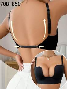 Contoured Cup Underwire Bra, Supportive Lift And Shaping For Women, Soft And Comfortable Lingerie - Black - View 2