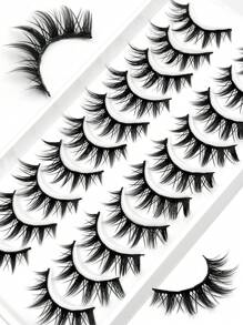 Asiteo 10 Pairs Exaggerated Cartoon Doll Style False Eyelashes, Anime Eyelash Extension, Soft Eyelash Stem, Korean Anime False Eyelashes - Black - View 4