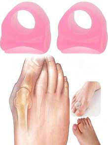 4pcs White And Pink Silicone Toe Separators, Soft Bunion Toe Separators, Waterproof, Wear-Resistant, Suitable For Sports And Daily Foot Care, Toe Protectors