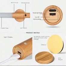 1 pièce Lampe de nuit magnétique avec capteur de mouvement sans fil, lampe de nuit rechargeable pour pièce, placard, couloir