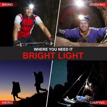 LED Headlamp, Flip 180° Adjustable Multi Head Lamp For Runners, Camping, Hiking - Black - View 3