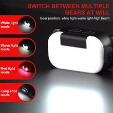 LED Headlamp, Flip 180° Adjustable Multi Head Lamp For Runners, Camping, Hiking - Black - View 9