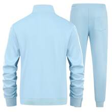 Men's Tracksuits Set Long Sleeve Causal Full Zip Running Sports Sweatsuit For Men 2 Piece Outfits - xanh nhạt 3607 - Xem 2