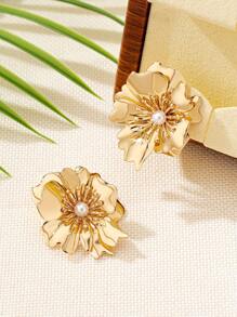 5 Stücke luxuriöses asymmetrisches Metall-Blumen-Halsketten-Set, charmantes Blumen-Armband, minimalistischer Ring, modische Ohrringe, eleganter hochwertiger Schmuck für Frauen