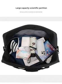 1 件大容量轻便可扩展行李袋，配有可调节肩带和手柄，多隔层旅行袋，带行李带设计的行李袋，旅行必需品，便携式储物袋