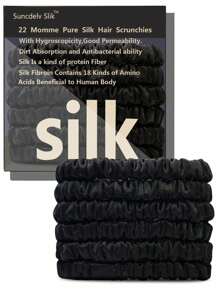 100% Mulberry Silk Hair Tie Hair Care, Mulberry Silk Skinny Hair Ties Elastic, 22 Momme Mulberry Silk Hair Ties Hair Tie Set Women Curly Thin Hair Srevela Ponytail Holders Hair Elastics Hair Rubber Bands Scrunchies Hair Rope, Hair Bobbles Hair Accessories Head Accessories