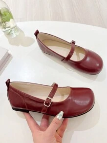 复古玛丽珍平底鞋，圆头浅口休闲鞋，适合正装，优雅时尚加大码 41-43