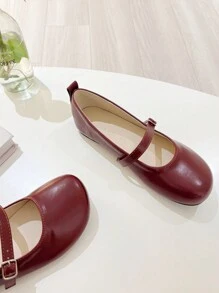 复古玛丽珍平底鞋，圆头浅口休闲鞋，适合正装，优雅时尚加大码 41-43