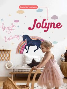 1pc/3pcs Cartoon Colorful Rainbow, Unicorn, Flower, Sun Wall Stickers, Custom Text, Personalize Your Signature, Decorative For Bedroom, Living Room, Study, School, Office, Removable PVC Gifts Birthday Graduation,Multi-Functional,Durable,Anti-Mold,Ornamental,Reusable,Exquisite,Stylish,High-Quality,Colorful,Modern,Custom,Personalized,Unique,Ideal Gifts For Him,Ideal Gifts For Her - Multicolor - View 15