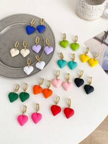 1 对金色心形耳环，简约时尚的欧美风格耳环，适合情人节、妈妈、母亲、母亲节、礼物 - 金黃色 - 查看 3