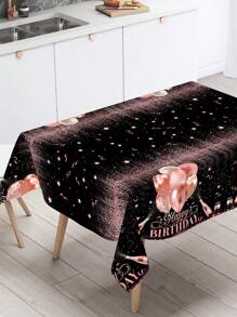 1pc Rose Gold Balloon Birthday Tablecloth, Happy Birthday Party Decorative Table Cover Table Runner, Birthday Party Decor Home Decorations, Birthday Table Ornament Disposable Rectangular Table Cloth, Birthday Gift Party Favor, Birthday Background Decoration, Ladies' Birthday Decoration - Rose Gold - View 5