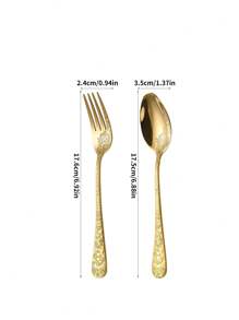 4/6/12pcs Stainless Steel 1010 Embossed Reusable Cutlery Set, Forks & Spoons, Suitable For Western Dishes, Pasta, Salad, Fruit, Cakes And Desserts, Ideal For Home, Afternoon Tea, Wedding, Picnic