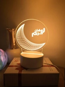 1 件斋月节 3D 月亮夜灯、卧室装饰星月灯、LED 氛围灯、暖光