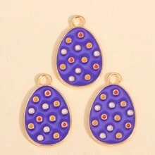 10pcs Cartoon Easter Eggs Oil Dripping Pendants, Suitable For DIY Cute And Interesting Painted Eggshell Charm Earrings, Necklaces, Jewelry