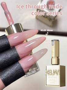 XEIJAYI XEIJAYI 6Pcs 15ML Nail Polish - Jelly Ice Transparent Nude, Peelable UV LED, Formaldehyde-Free, Oval Shape, Glossy Finish, For Nail Salon And DIY