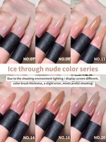 XEIJAYI XEIJAYI 6Pcs 15ML Nail Polish - Jelly Ice Transparent Nude, Peelable UV LED, Formaldehyde-Free, Oval Shape, Glossy Finish, For Nail Salon And DIY