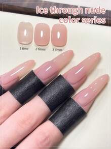 XEIJAYI XEIJAYI 6Pcs 15ML Nail Polish - Jelly Ice Transparent Nude, Peelable UV LED, Formaldehyde-Free, Oval Shape, Glossy Finish, For Nail Salon And DIY
