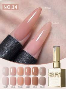 XEIJAYI XEIJAYI 6Pcs 15ML Nail Polish - Jelly Ice Transparent Nude, Peelable UV LED, Formaldehyde-Free, Oval Shape, Glossy Finish, For Nail Salon And DIY