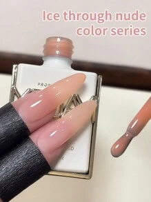 XEIJAYI XEIJAYI 6Pcs 15ML Nail Polish - Jelly Ice Transparent Nude, Peelable UV LED, Formaldehyde-Free, Oval Shape, Glossy Finish, For Nail Salon And DIY