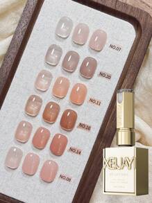 XEIJAYI XEIJAYI 6Pcs 15ML Nail Polish - Jelly Ice Transparent Nude, Peelable UV LED, Formaldehyde-Free, Oval Shape, Glossy Finish, For Nail Salon And DIY