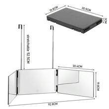 1pc LED Lighted Makeup Mirror, 3-Way Folding Mirror, Self-Service Hairdressing Mirror, Used For Hairdressing, Shaving, Beauty, Facial Grooming And Makeup, Adjustable Height Bracket, Portable Travel Mirror - Black - View 4