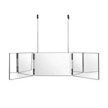 1pc LED Lighted Makeup Mirror, 3-Way Folding Mirror, Self-Service Hairdressing Mirror, Used For Hairdressing, Shaving, Beauty, Facial Grooming And Makeup, Adjustable Height Bracket, Portable Travel Mirror - Black - View 5