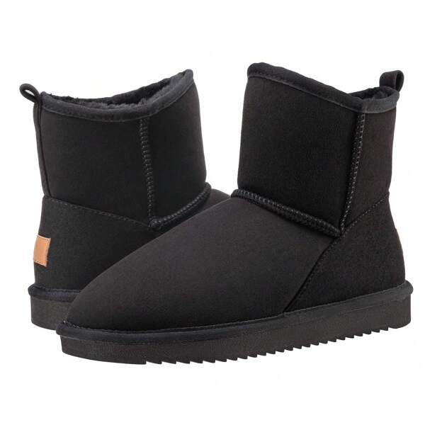 CAMEL CROWN Bottes de neige en fourrure pour hommes, bottes d'intérieur mi-mollet à enfiler pour l'hiver, bottes courtes mini pour hommes