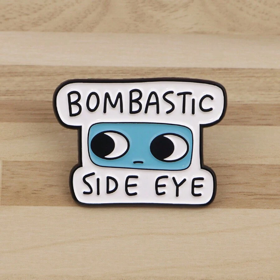 1pc Cartoon Slogan Enamel Lapel Pin - Cute Badge For Bags And Clothes - Black - View 1