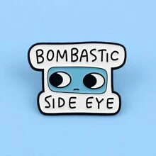 1pc Cartoon Slogan Enamel Lapel Pin - Cute Badge For Bags And Clothes - Black - View 3
