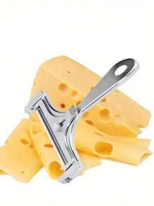 Cortador de queso de acero inoxidable ajustable en grosor - Cortador de queso con alambre de metal - Cortador de queso manual para bloques de queso cheddar, gruyère, queso pequeño y mozzarella, raspador de queso ajustable, accesorios de cocina