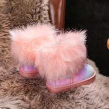 Botas de piel sintética arcoíris para niños, para uso casual diario