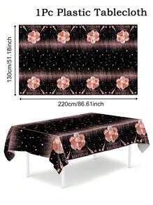 1pc Rose Gold Balloon Birthday Tablecloth, Happy Birthday Party Decorative Table Cover Table Runner, Birthday Party Decor Home Decorations, Birthday Table Ornament Disposable Rectangular Table Cloth, Birthday Gift Party Favor, Birthday Background Decoration, Ladies' Birthday Decoration - Rose Gold - View 2