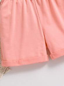 Tween Girls Cartoon Print Short Sleeve T-Shirt And Shorts - 白色 - 查看 7