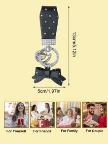 New High-End Rhinestone Bow Keychain,Exquisite And High-Quality Girls' Car Keychain Pendant,Fashionable Ladies' Car Jewelry,Valentine's Day Gift, Birthday Gift - one-size - View 9