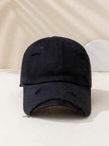 1 X Faded Wash Baseball Cap For Casual Wear And Street Fashion - Black - View 2