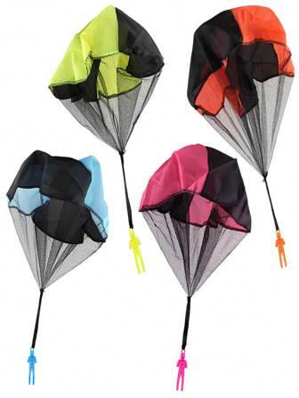 Een set met verschillende kleuren om uit te kiezen, handmatig te gebruiken buitenparachutespeelgoed met mini-soldaatjes, gratis montage, parachutistenveren, cadeaus voor buitensportspeelgoed