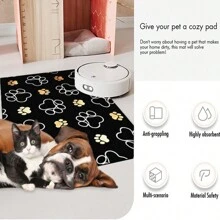 1 件速干爪印宠物喂食垫，易于清洁的宠物碗垫，适合所有季节的狗和猫，宠物笼垫 - 彩色 - 查看 5