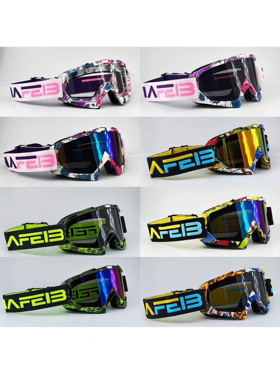 Nafeib Unisex PC Lens Motocross Riding Goggles,Dirt Bike Goggles, Motorcycle Goggles ATV Goggles Ski Goggles Windproof Glasses Racing Goggles,Winter Outdoor Sports Protective Eyewear, Windproof Sandproof Goggles For Ordinary Decorative Use,Valentine's Day Gifts, Skiing Snow Windproof