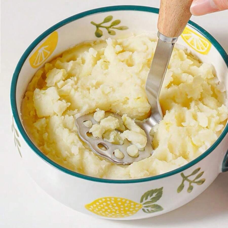 1pc Stainless Steel Mini Potato & Pumpkin Masher - Manual Kitchen Gadget, Create Perfect Smooth Mashed Potatoes, Taro & More - Essential Cooking Tool - Silver - View 1