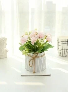Artificial Flower Potted Plants, Creative Home Decor Potted Plants, Lilac, Rose, Camellia, Bookshelf & Desk Bedroom Vase With Jute Rope Simulated Floral Decor, Non-Withering Green Plant Decor Items, Household Essential - Multicolor - View 11