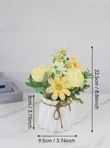Artificial Flower Potted Plants, Creative Home Decor Potted Plants, Lilac, Rose, Camellia, Bookshelf & Desk Bedroom Vase With Jute Rope Simulated Floral Decor, Non-Withering Green Plant Decor Items, Household Essential - Multicolor - View 5