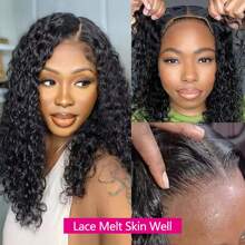 10-16inch Curly Wear And Go Glueless Short Bob Wig Human Hair Ready To Wear Human Hair Wigs For Women 4x4 Wet And Wavy Bob Wigs Human Hair 180% Density Brazilian Hair 10A Top Quality 3 Days Delivery - Natural Black - 查看 3