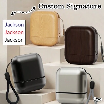 1pc Custom Name Metal Signature Stamp With Rope, Back To School Supplies,Personalized Name Solid Color Stamps, DIY Customized Self Inking Name Stamp, Stamps For Signing Name, Name Stamp For Clothing Waterproof
