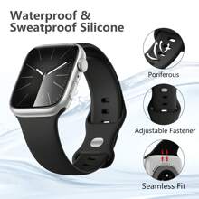 6 pulseiras de relógio de silicone esportivas e modernas compatíveis com pulseiras Apple Watch de 38 mm, 40 mm, 41 mm, 45 mm, 44 mm, 42 mm e 49 mm, pulseira de substituição macia, confortável e respirável com acessórios de pulseira Ultra Series 10/9/SE/8/7/6/5/4/3/2/1