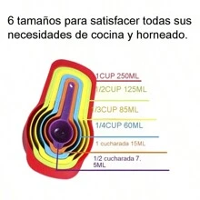 Juego De 6 Cucharas Medidoras De Plástico Arcoíris Tazas Medidoras Y Cucharas Apilables Utensilios Para Hornear Herramientas De Cocina - Multicolor - Ver 10